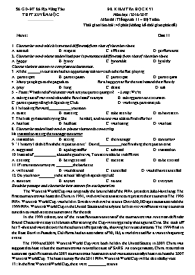 Đề kiểm tra học kỳ I môn Tiếng Anh Lớp 11 (Hệ 7 năm) - Năm học 2016-2017 - Trường THPT Xuyên Mộc